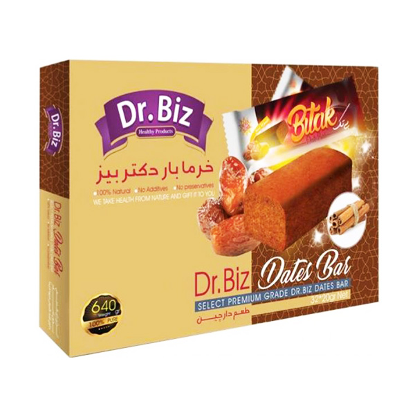 خرما بار دکتر بیز طعم دارچین مقدار 640 گرم